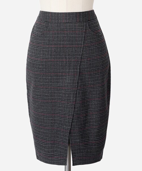 DHOLIC(ディーホリック)の「フロントスリットチェックタイトスカート(スカート・レディース・ブラウン/グレー・S/M)」の2枚目の写真