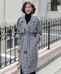 DHOLIC（ディーホリック）の「ベルトSETチェックオープンロングコート