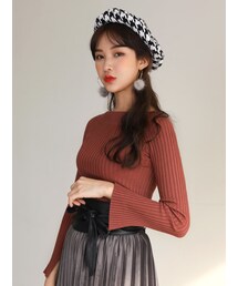 KORMARCH | ボートネックリブニットTシャツ(Tシャツ/カットソー)