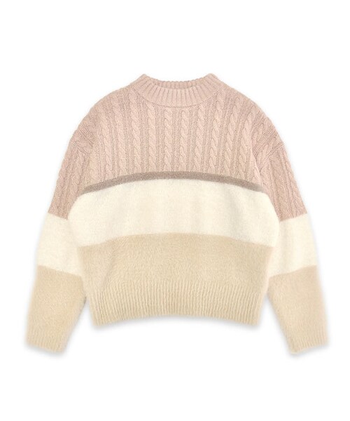 flower（フラワー）の「mix color knit ～ﾐｯｸｽｶﾗｰﾆｯﾄ（ニット/セーター・レディース・brown/pink/blue・FREE）」の3枚目の写真