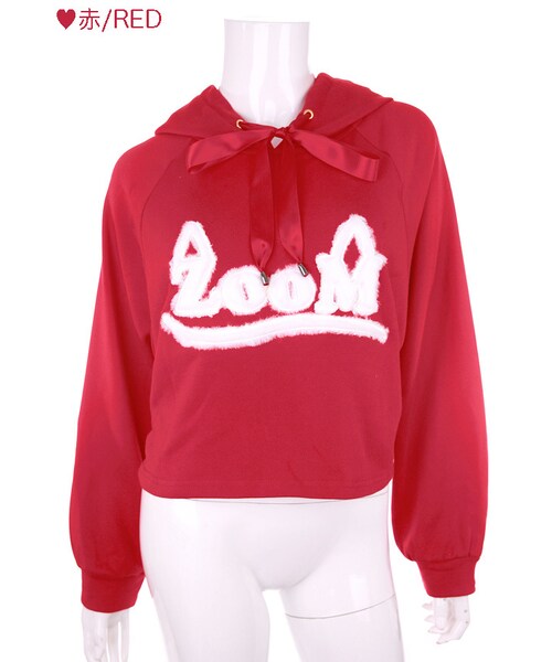 Bobon21（ボボンニジュウイチ）の「ガーリーフード付きパーカー-全３色-（パーカー・レディース・ピンク/レッド/ブラック・S/M/L）」の3枚目の写真