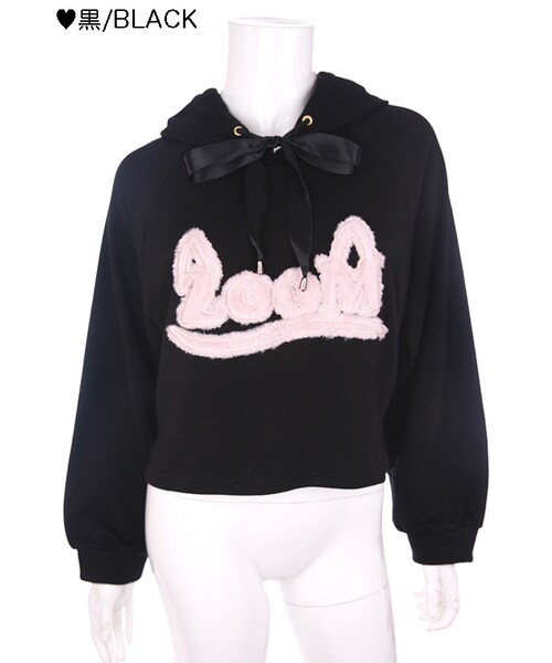 Bobon21（ボボンニジュウイチ）の「ガーリーフード付きパーカー-全３色-（パーカー・レディース・ピンク/レッド/ブラック・S/M/L）」の2枚目の写真