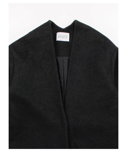 E hyphen world gallery（イーハイフンワールドギャラリー）の「ノーカラーロングコート（ジャケット/アウター・ブラック・F）」の3枚目の写真