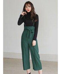 KORMARCH | ウエストリボンサロペットワイドパンツ(その他パンツ)