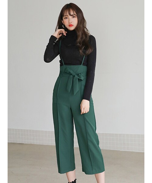 KORMARCH(コマチ)の「ウエストリボンサロペットワイドパンツ(その他パンツ・レディース・その他・Lサイズ,Mサイズ)」の1枚目の写真
