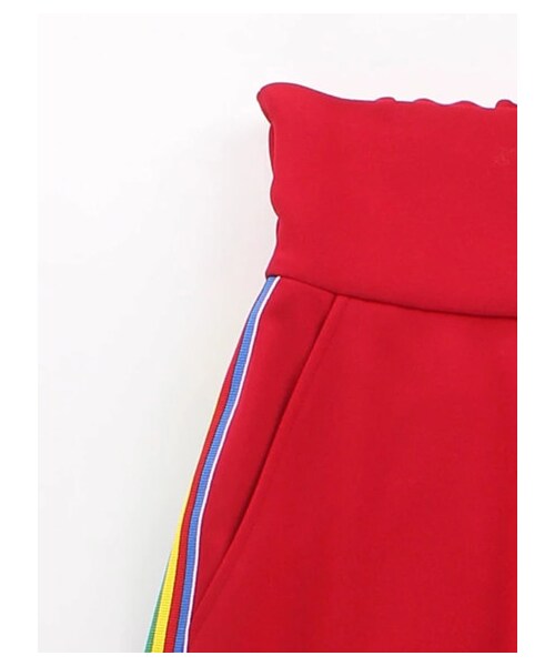 E hyphen world gallery（イーハイフンワールドギャラリー）の「M ラインジャージワイドパンツ（パンツ・ブラック/レッド/ネイビー・F）」の6枚目の写真