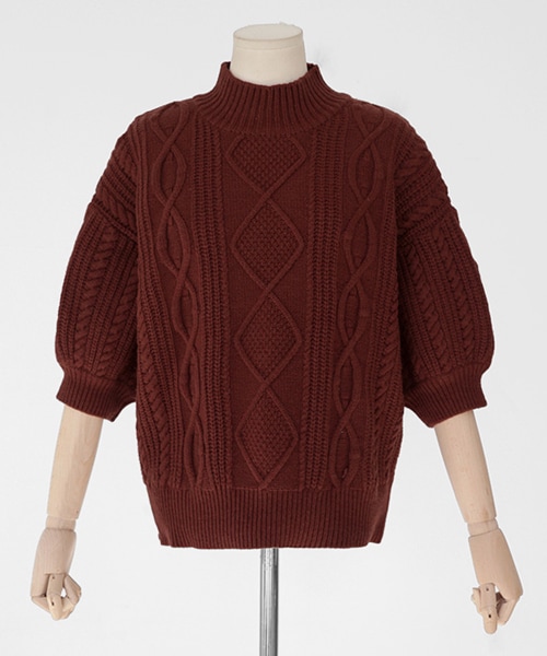 DHOLIC（ディーホリック）の「ハイネックケーブルニットプルオーバー（ニット/セーター・レディース・ベージュ/その他/レッド/ブラウン・FREE）」の3枚目の写真