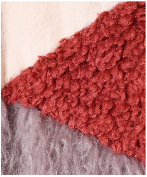 w closet（ダブルクローゼット）の「パッチワークボアブルゾン（ジャケット/アウター・レディース・オフホワイト×グレー/モカ×ピンク・FREE）」の15枚目の写真