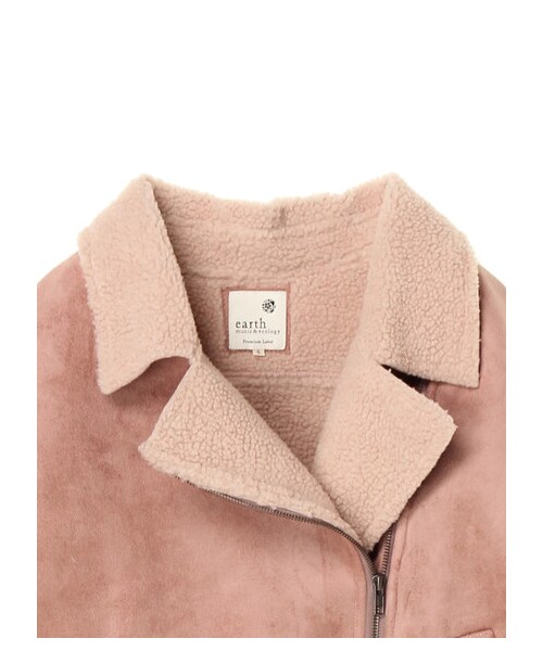 earth music&ecology(アースミュージックアンドエコロジー)の「<先行予約>フェイクムートンライダースコート(ジャケット/アウター・ライトグレー/ピンク/キャメル・S/M)」の3枚目の写真
