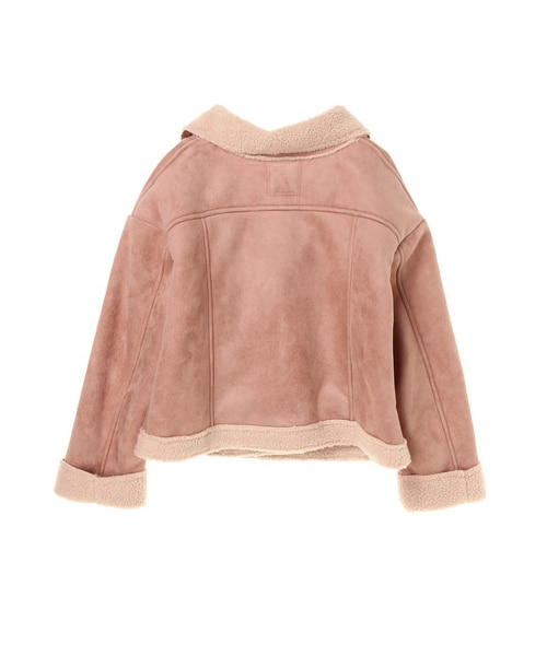 earth music&ecology(アースミュージックアンドエコロジー)の「<先行予約>フェイクムートンライダースコート(ジャケット/アウター・ライトグレー/ピンク/キャメル・S/M)」の2枚目の写真