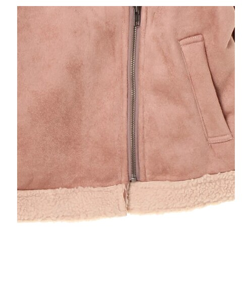 earth music&ecology(アースミュージックアンドエコロジー)の「<先行予約>フェイクムートンライダースコート(ジャケット/アウター・ライトグレー/ピンク/キャメル・S/M)」の5枚目の写真