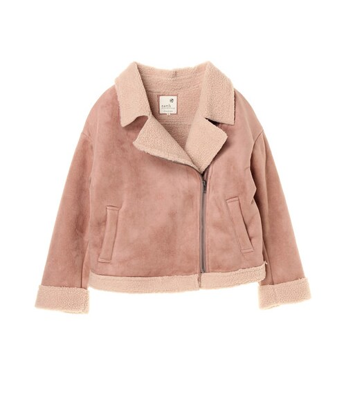 earth music&ecology(アースミュージックアンドエコロジー)の「<先行予約>フェイクムートンライダースコート(ジャケット/アウター・ライトグレー/ピンク/キャメル・S/M)」の7枚目の写真