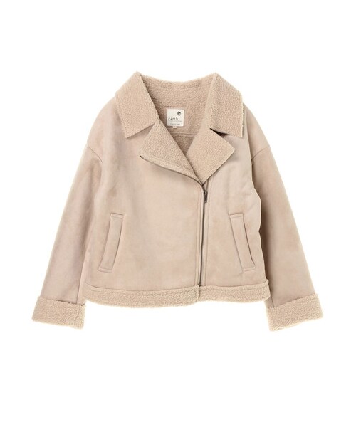 earth music&ecology(アースミュージックアンドエコロジー)の「<先行予約>フェイクムートンライダースコート(ジャケット/アウター・ライトグレー/ピンク/キャメル・S/M)」の6枚目の写真