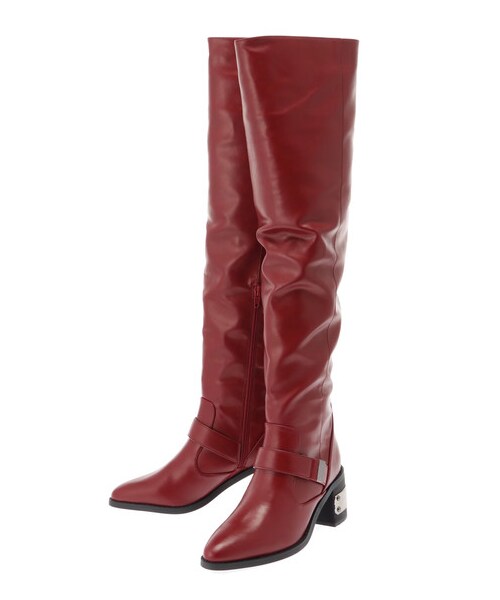 BARAK（バラク）の「プレートヒールロングブーツ（ブーツ・レディース・ブラック/レッド・M．L/M.L）」の2枚目の写真