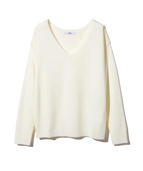 GRL（グレイル）の「Vネックカシミヤタッチニットトップス（ニット/セーター・レディース・ブラック/パープル/オフホワイト・M）」の2枚目の写真