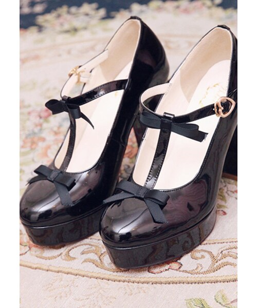 Bobon21（ボボンニジュウイチ）の「リボンストラップパンプス/ハイヒール-全３色-（パンプス・レディース・レッド/ブラック/ピンク・34(21.5-22.0cm)/35(22.0-22.5cm)/36(22.5-23.0cm)/37(23.0-23.5cm)/38(23.5-24.0cm)/39(24.0-24.5cm)）」の2枚目の写真