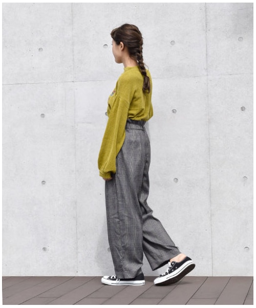 w closet（ダブルクローゼット）の「ハイウエストチェックパンツ（パンツ・レディース・ブラウン/チャコールグレー・FREE）」の8枚目の写真