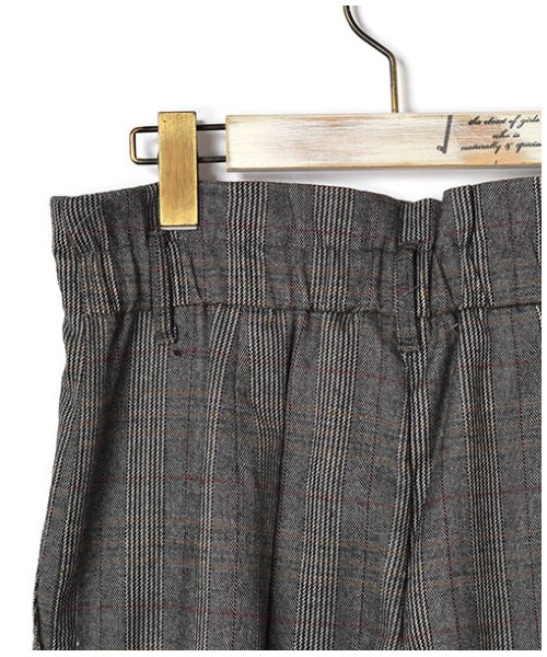 w closet（ダブルクローゼット）の「ハイウエストチェックパンツ（パンツ・レディース・ブラウン/チャコールグレー・FREE）」の14枚目の写真