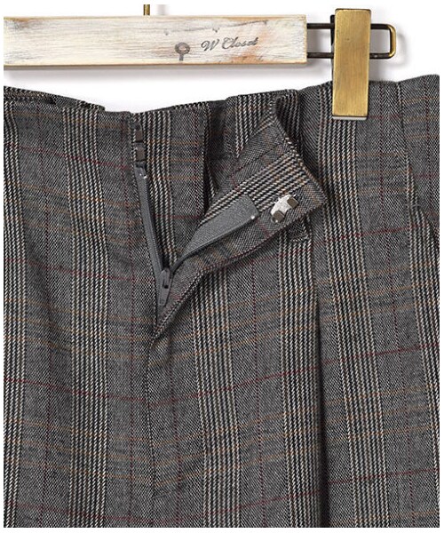 w closet（ダブルクローゼット）の「ハイウエストチェックパンツ（パンツ・レディース・ブラウン/チャコールグレー・FREE）」の13枚目の写真