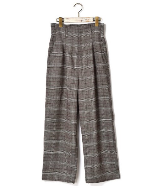 w closet（ダブルクローゼット）の「ハイウエストチェックパンツ（パンツ・レディース・ブラウン/チャコールグレー・FREE）」の2枚目の写真