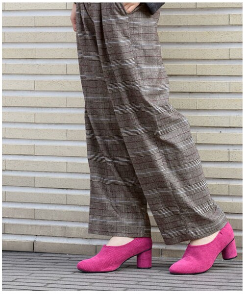 w closet（ダブルクローゼット）の「ハイウエストチェックパンツ（パンツ・レディース・ブラウン/チャコールグレー・FREE）」の6枚目の写真