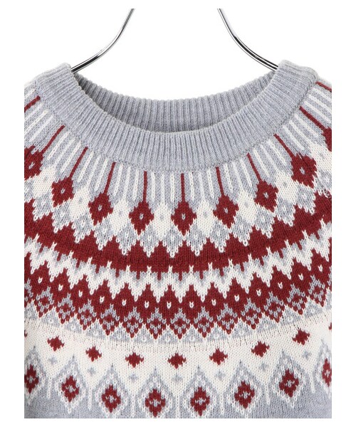 earth music&ecology（アースミュージックアンドエコロジー）の「フェアアイルニットプルオーバー（トップス・アイボリー/杢ライトグレー/ブラック・F）」の4枚目の写真