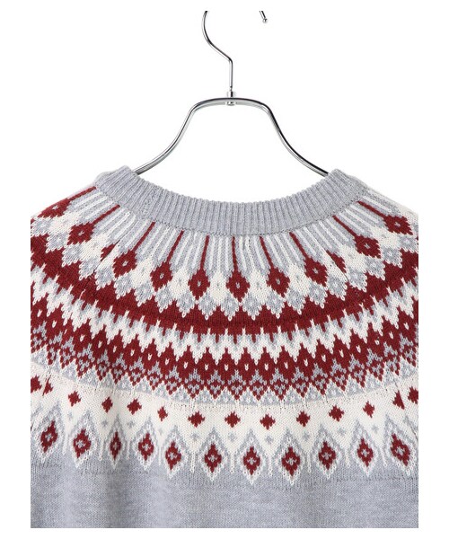 earth music&ecology（アースミュージックアンドエコロジー）の「フェアアイルニットプルオーバー（トップス・アイボリー/杢ライトグレー/ブラック・F）」の7枚目の写真