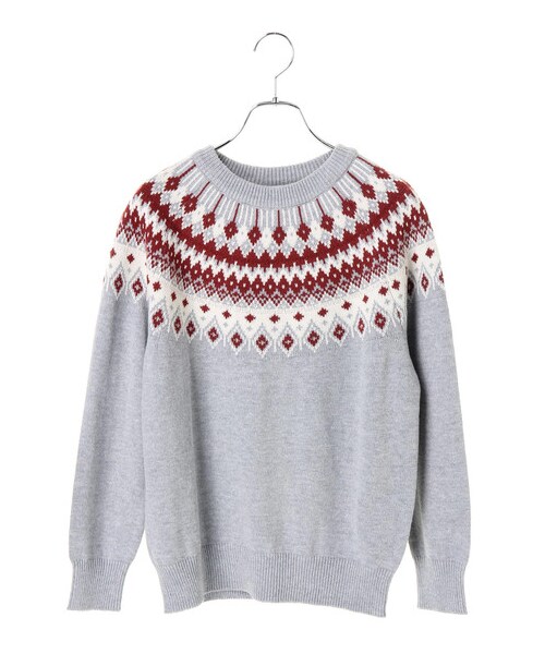 earth music&ecology（アースミュージックアンドエコロジー）の「フェアアイルニットプルオーバー（トップス・アイボリー/杢ライトグレー/ブラック・F）」の9枚目の写真