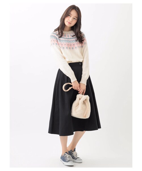 earth music&ecology（アースミュージックアンドエコロジー）の「フェアアイルニットプルオーバー（トップス・アイボリー/杢ライトグレー/ブラック・F）」の2枚目の写真