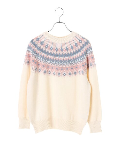 earth music&ecology（アースミュージックアンドエコロジー）の「フェアアイルニットプルオーバー（トップス・アイボリー/杢ライトグレー/ブラック・F）」の8枚目の写真