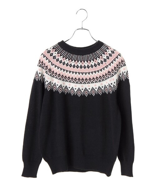 earth music&ecology（アースミュージックアンドエコロジー）の「フェアアイルニットプルオーバー（トップス・アイボリー/杢ライトグレー/ブラック・F）」の10枚目の写真