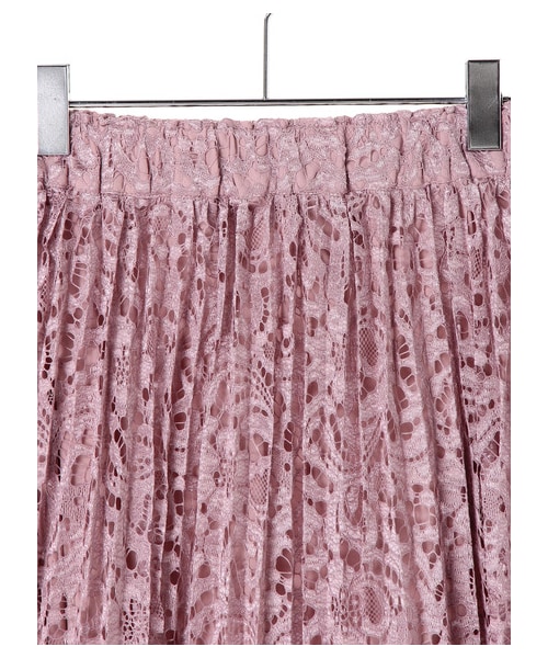 earth music&ecology（アースミュージックアンドエコロジー）の「ラッセルレースプリーツスカート（スカート・アイボリー/ブラック/ピンク・F）」の6枚目の写真