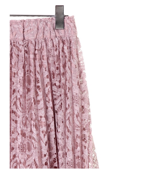 earth music&ecology（アースミュージックアンドエコロジー）の「ラッセルレースプリーツスカート（スカート・アイボリー/ブラック/ピンク・F）」の7枚目の写真