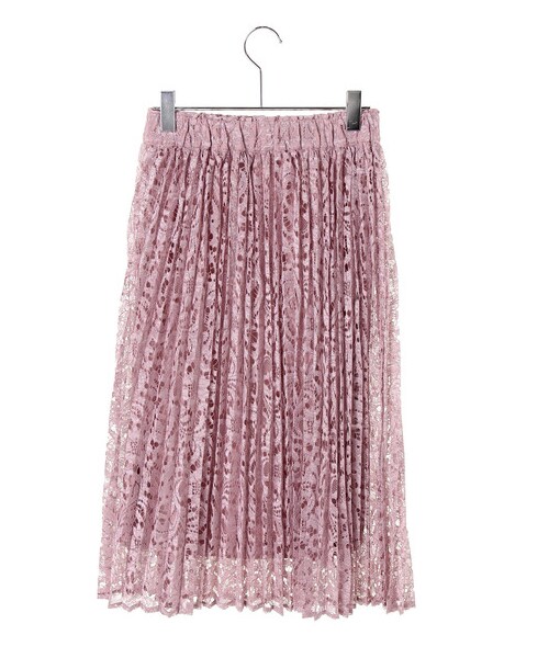 earth music&ecology（アースミュージックアンドエコロジー）の「ラッセルレースプリーツスカート（スカート・アイボリー/ブラック/ピンク・F）」の5枚目の写真