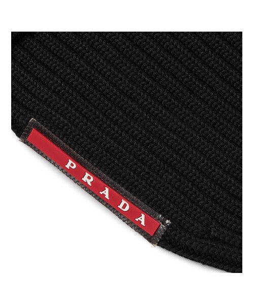 PRADA（プラダ）の「Prada Ribbed Virgin Wool Beanie（帽子・メンズ・Black・one size）」の3枚目の写真