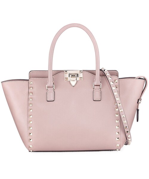 VALENTINO GARAVANI（バレンティノガラバーニ）の「Valentino Garavani Rockstud Small Leather Shopper Tote Bag（トートバッグ・レディース・Black/Pink・One Size）」の4枚目の写真
