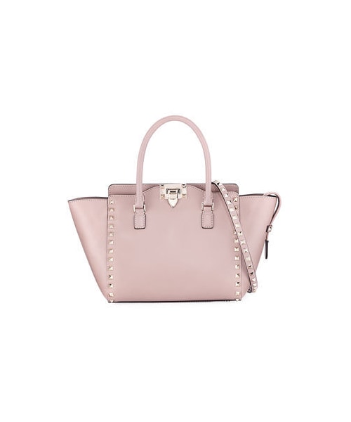 VALENTINO GARAVANI（バレンティノガラバーニ）の「Valentino Garavani Rockstud Small Leather Shopper Tote Bag（トートバッグ・レディース・Black/Pink・One Size）」の2枚目の写真