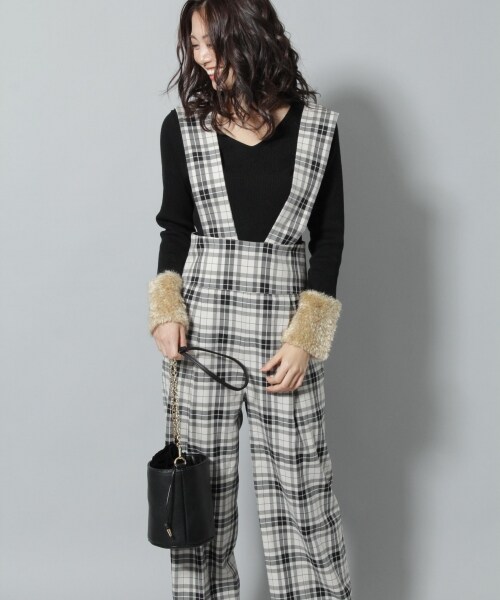 Andemiu（アンデミュウ）の「オールインワン（ワンピース/ドレス・チェック/グレー/ブラック）」の4枚目の写真