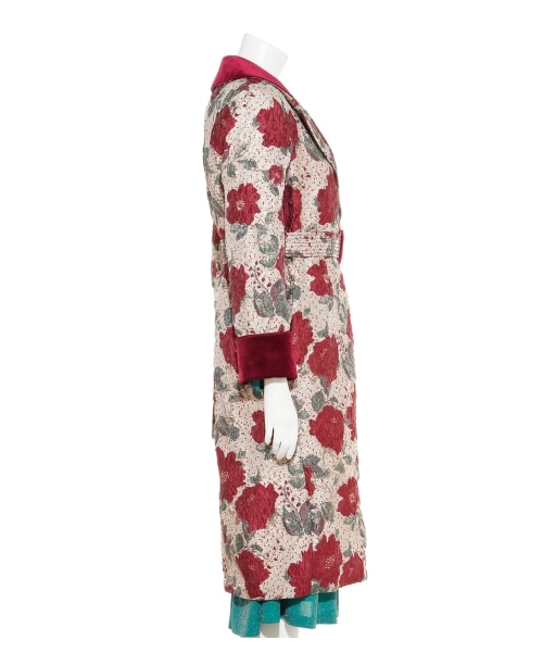 リリーブラウン ジャガード 花柄コート 個性的 裏地ファー ヴィクトリア リリーブラウン ジャガード 花柄コート 個性的 裏地ファー