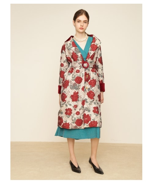 LILY BROWN（リリーブラウン）の「光沢ジャガードコート（ウールコート