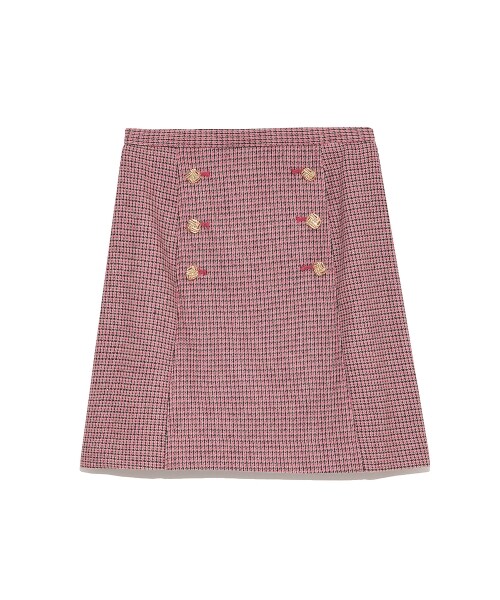 レディースLily Brown ダブルボタン台形スカート ピンク