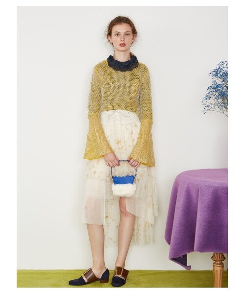 FUR FUR スターチュールロングスカート 