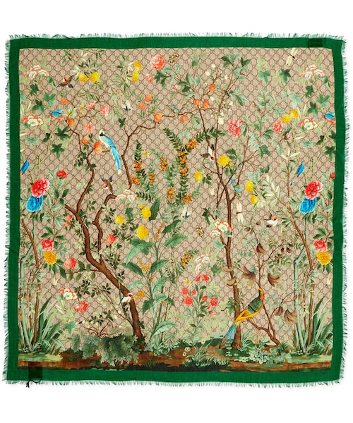 GUCCI（グッチ）の「Gucci Tian Foulard Scarf, Green/Brown（バンダナ/スカーフ・レディース・Yellow・One Size）」の3枚目の写真