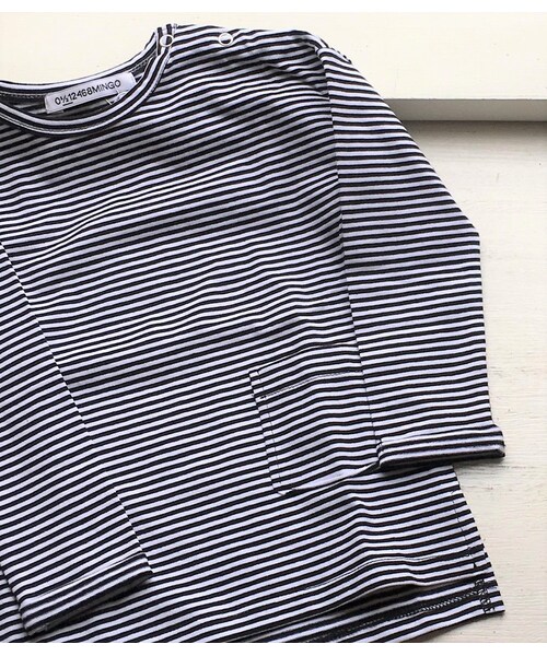 cache cache(カシュ カシュ)の「MINGO. long sleeve(B/W stripes)(Tシャツ/カットソー・キッズ・その他)」の2枚目の写真