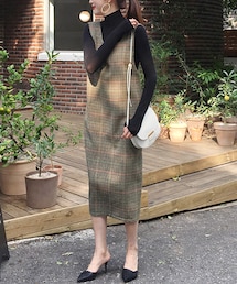 DHOLIC | スリーブレスチェックワロングンピース(ワンピース)