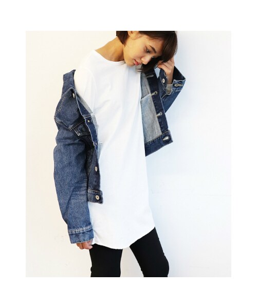 RED CHOP WORKS(レッドチョップワークス)の「(レッドチョップワークス)ロングロンT(トップス・レディース・ホワイト/ライトグレー・40)」の1枚目の写真