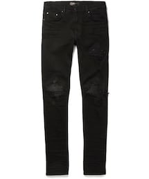 AMIRI（アミリ）の「AMIRI Mx1 Skinny-Fit Leather-Trimmed Distressed