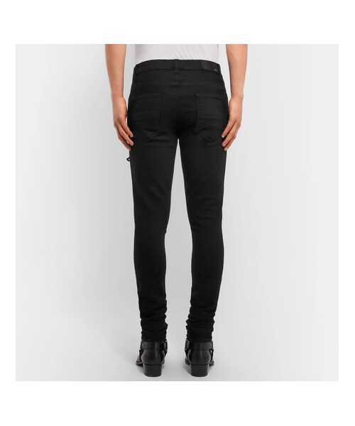 AMIRI（アミリ）の「AMIRI Mx1 Skinny-Fit Leather-Trimmed