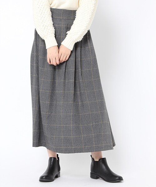 studio CLIP(スタディオクリップ)の「レーヨン混起毛チェックサス付きスカート(スカート・チドリ/グレンチェック)」の5枚目の写真