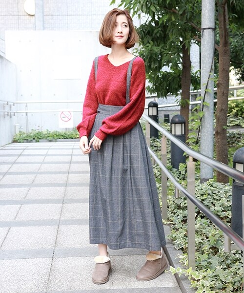 studio CLIP(スタディオクリップ)の「レーヨン混起毛チェックサス付きスカート(スカート・チドリ/グレンチェック)」の3枚目の写真